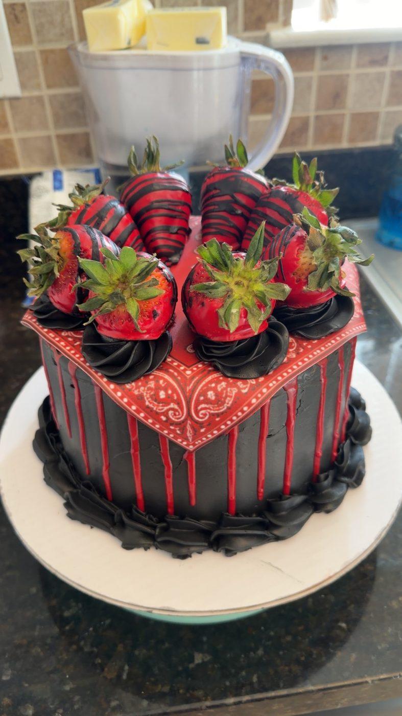 Bandana Drip Cake with Chocolate Strawberries