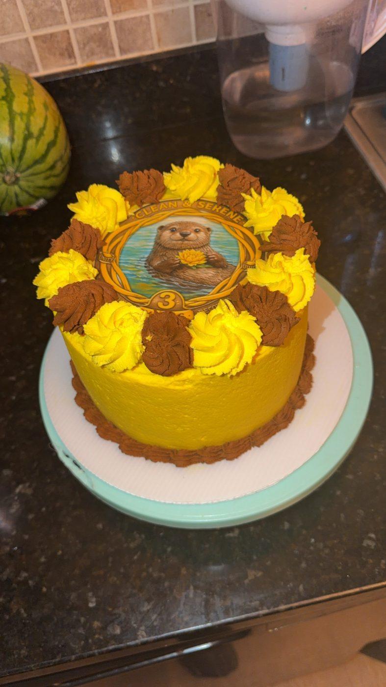 Otter-Themed 3rd Birthday Cake